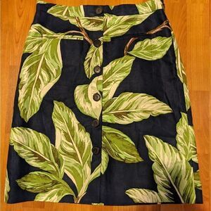 Ann Taylor Navy Palm Leaf Skirt 6P